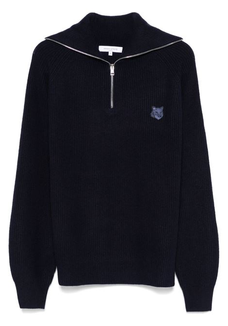 Maglione Bold Fox Head a coste in blu Maison kitsuné - uomo MAISON KITSUNÉ | LM00807KT1093P476